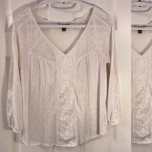AEO Ivory Loose Style With Lace Top
